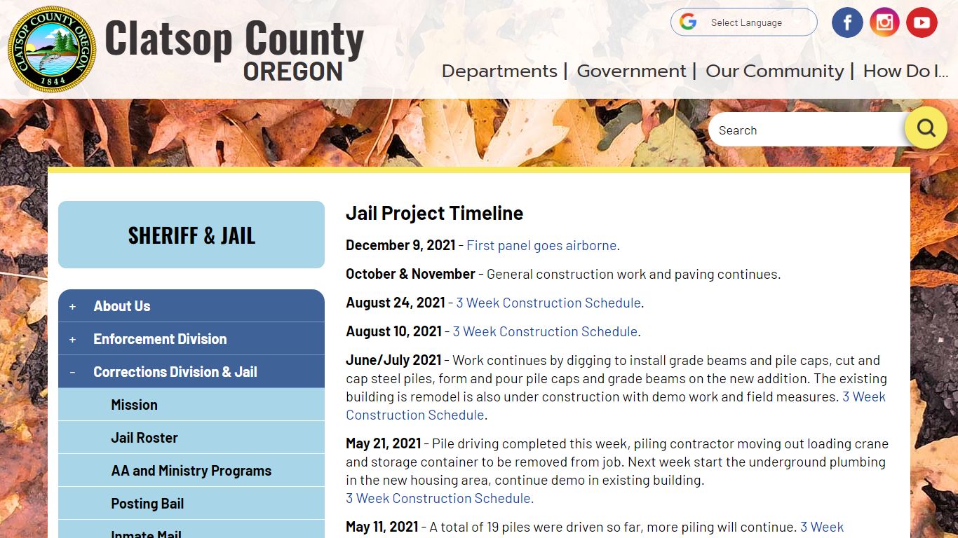 Jail Project Timeline | Clatsop County Oregon